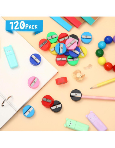 120 Sacapuntas Manuales Coloridos Glenmal para Niños