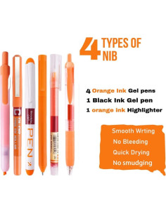 Juego de bolígrafos de gel Unimoety 0.5mm naranja y negro 2
