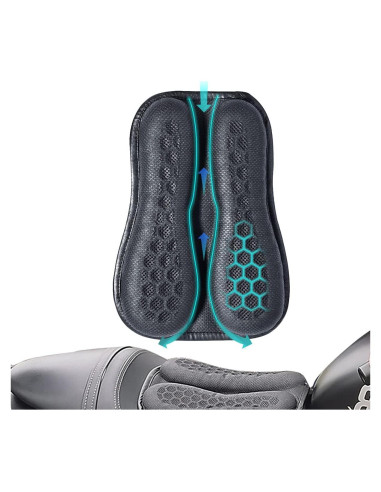 Cojín de Asiento de Motocicleta ELCYCO Plegable Gel 3D Transpirable
