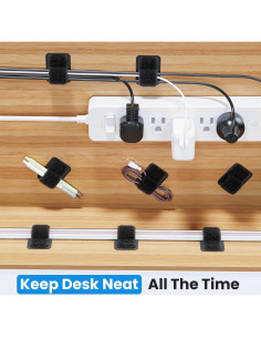 Organizador de Cables Fansto Negro, 20 Pares, Autoadhesivo 2