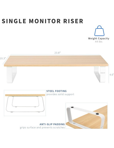Soporte de Monitor VIVO 60.4 cm Madera Clara Ergonomico