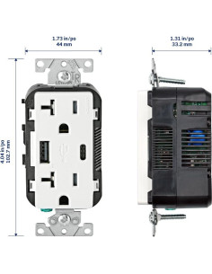 Cargador USB empotrado Leviton T5833-W 20A Blanco 2