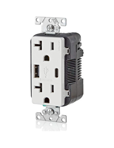 Cargador USB empotrado Leviton T5833-W 20A Blanco
