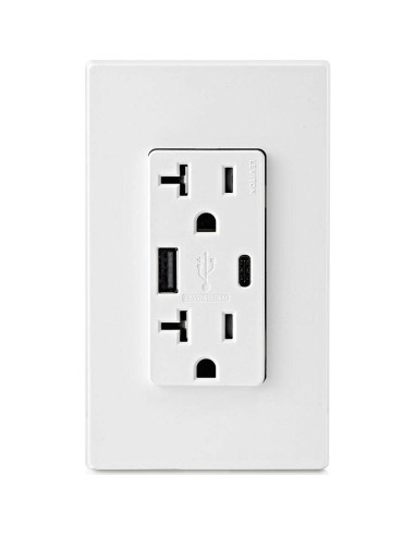 Cargador USB empotrado Leviton T5833-W 20A Blanco