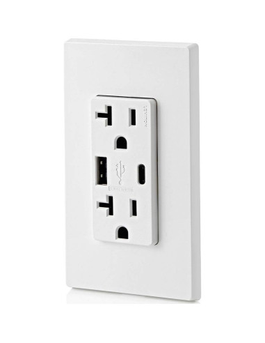 Cargador USB empotrado Leviton T5833-W 20A Blanco