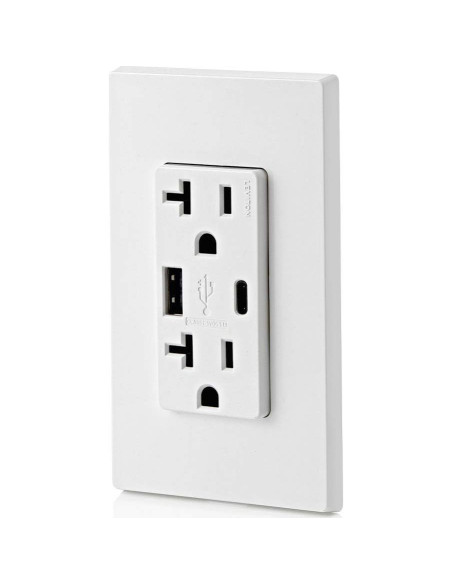 Cargador USB empotrado Leviton T5833-W 20A Blanco