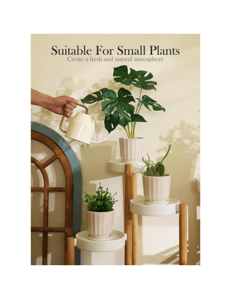 Set de 4 Macetas de Cerámica OMAYKEY 11.4 cm con Plato