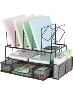 Organizador de Escritorio Youbetia Doble Bandeja 5 Secciones Negro 2