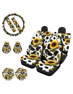Juego Completo Fundas de Asiento Auto JEOCODY Girasoles Vaca
