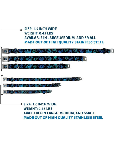 Collar para Perros Disney Buckle-Down 38-61 cm Negro Neón Azul