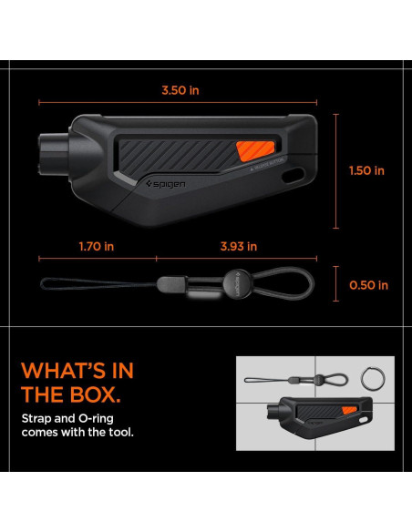 Herramienta de Escape Spigen Life Car - Martillo y Cortador Negro