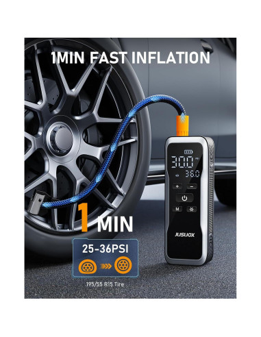 Compresor de Aire Portátil JUSUOX 150PSI Batería 12V DC