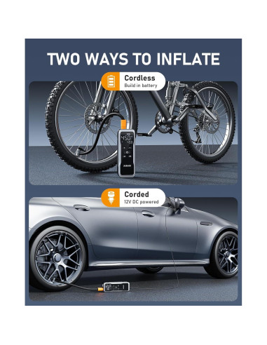 Compresor de Aire Portátil JUSUOX 150PSI Batería 12V DC