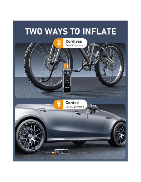 Compresor de Aire Portátil JUSUOX 150PSI Batería 12V DC