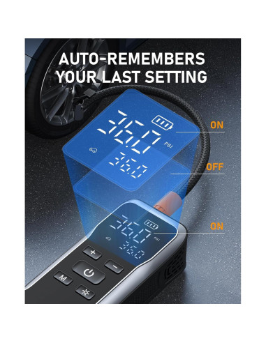 Compresor de Aire Portátil JUSUOX 150PSI Batería 12V DC