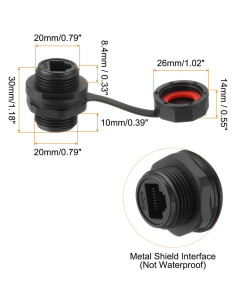 Acoplador RJ45 Montaje en Panel IP67 MECCANIXITY - 2 Unidades 2