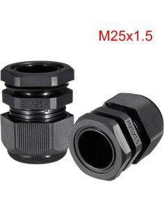 Conectores Estancos de Cable uxcell M25 12 Pcs 8-16mm Negro 2
