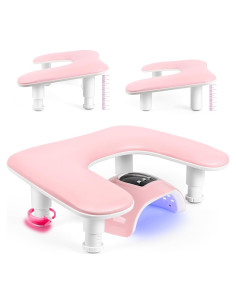 Reposabrazos de Manicura Ajustable Rosa PU para Uñas