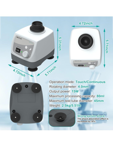 Mezclador Vortex Mini SWDTLAB M3 Sin Pantalla LED 400-3000rpm