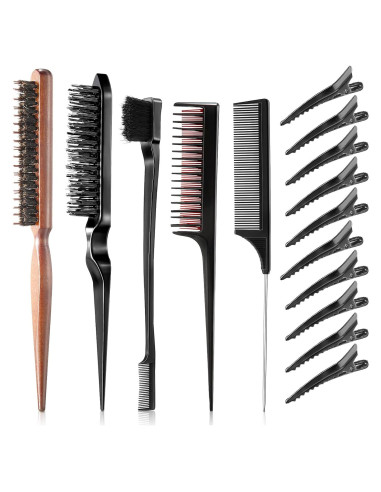 Juego de Cepillos para el Cabello 15 Piezas Nuenen - Negro y Madera