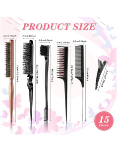 Juego de Cepillos para el Cabello 15 Piezas Nuenen - Negro y Madera 2