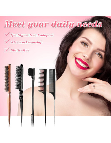 Juego de Cepillos para el Cabello 15 Piezas Nuenen - Negro y Madera