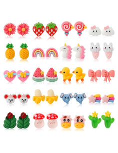 Pendientes de Clip Hipoalergénicos para Niñas - 20 Pares de Animales