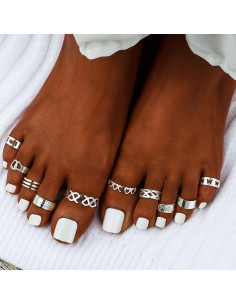 Conjunto de Anillos para Dedos de los Pies Mujeres Oro Ajustable 2