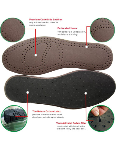 Plantillas de Cuero Bellcon para Hombres 9 M US - 2 Pares