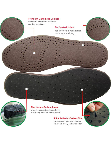Plantillas de Cuero Bellcon para Hombres 9 M US - 2 Pares