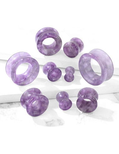 Tapones de oído de amatista púrpura SoScene 12MM