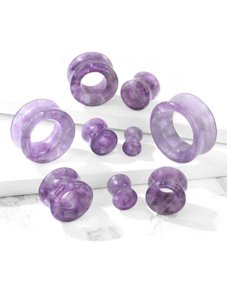 Tapones de oído de amatista púrpura SoScene 12MM