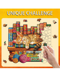 Rompecabezas de Madera 200 Piezas Gato Durmiendo GLASSWINDS 30x28 cm 2