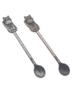 Mini Cucharón en Forma de Gato OZXNO 2pcs Metal Seguro