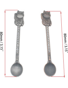 Mini Cucharón en Forma de Gato OZXNO 2pcs Metal Seguro 2