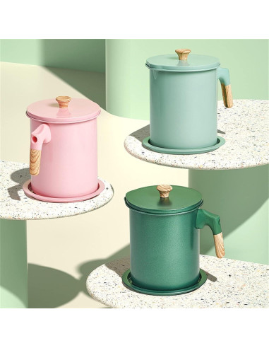 Olla Coladora de Aceite Cyrank Rosa 13.5x17cm Acero Inoxidable