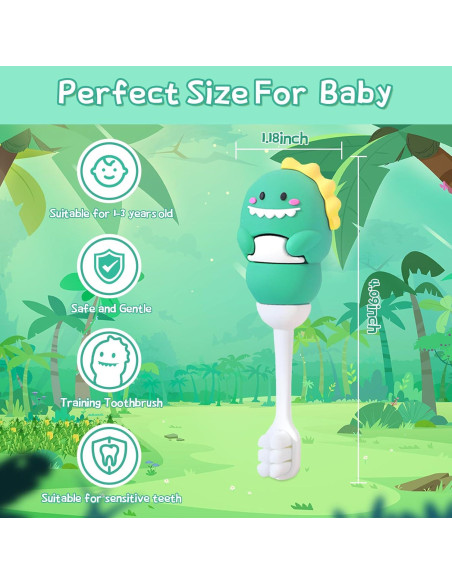 Cepillo de dientes para niños ZMRZ verde, cerdas extra suaves