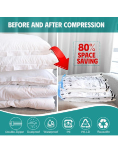 20 Bolsas de Almacenamiento al Vacío Newunisi - Jumbo, Grande, Mediano, Pequeño 2