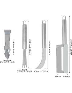 Cuchillos para Pelar Piña Honbay 4PCS Acero Inoxidable 2