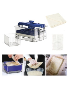 Prensa de Tofu Tefola con 2 Moldes y Paño - Azul Oscuro