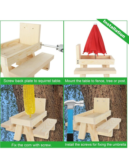 Comedero para Ardillas SENENQU con Paraguas y Soporte para Mazorcas
