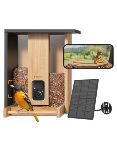 Comedero de Aves Inteligente NETVUE Bambú 3.5L con Cámara AI