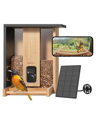 Comedero de Aves Inteligente NETVUE Bambú 3.5L con Cámara AI