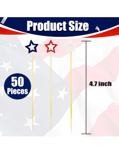 Paquete de 50 Palillos de Cóctel Patrióticos NUMONE 11.94 cm 2