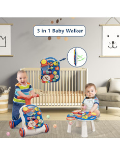 Andador 3 en 1 QDRAGON Azul para Bebés 12-18 Meses 2