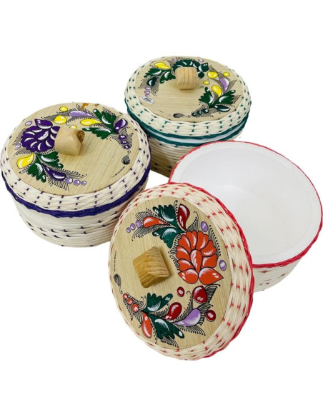 Cesta para Tortillas Mexicana Leos Imports - Paja y Espuma 20cm