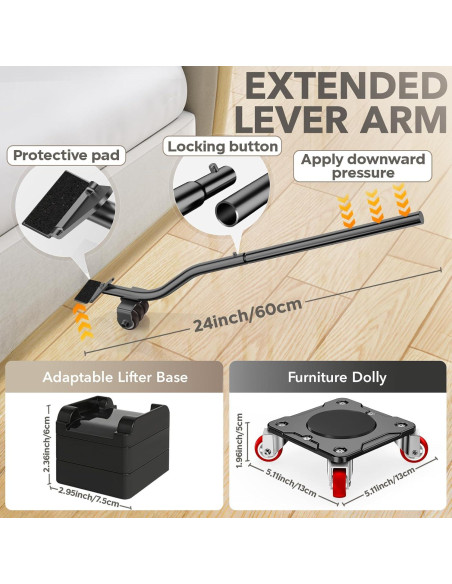 Carretilla de Muebles WOUOW con Elevador y Ruedas 499 kg