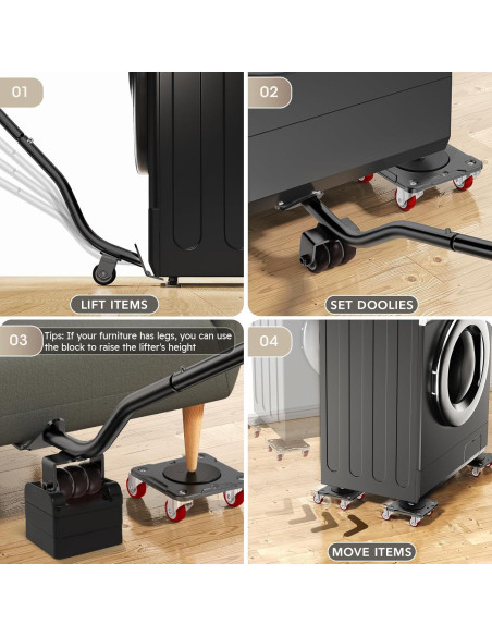 Carretilla de Muebles WOUOW con Elevador y Ruedas 499 kg