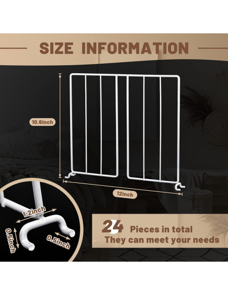 Divisores de Estante de Alambre Amylove 12 Pcs para Closet Divisores de Estante de Alambre Amylove 12 Pcs para Closet