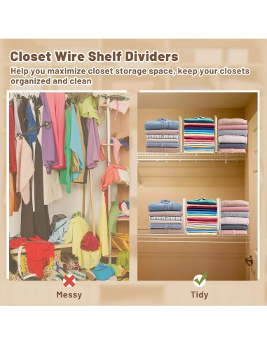 Divisores de Estante de Alambre Amylove 12 Pcs para Closet